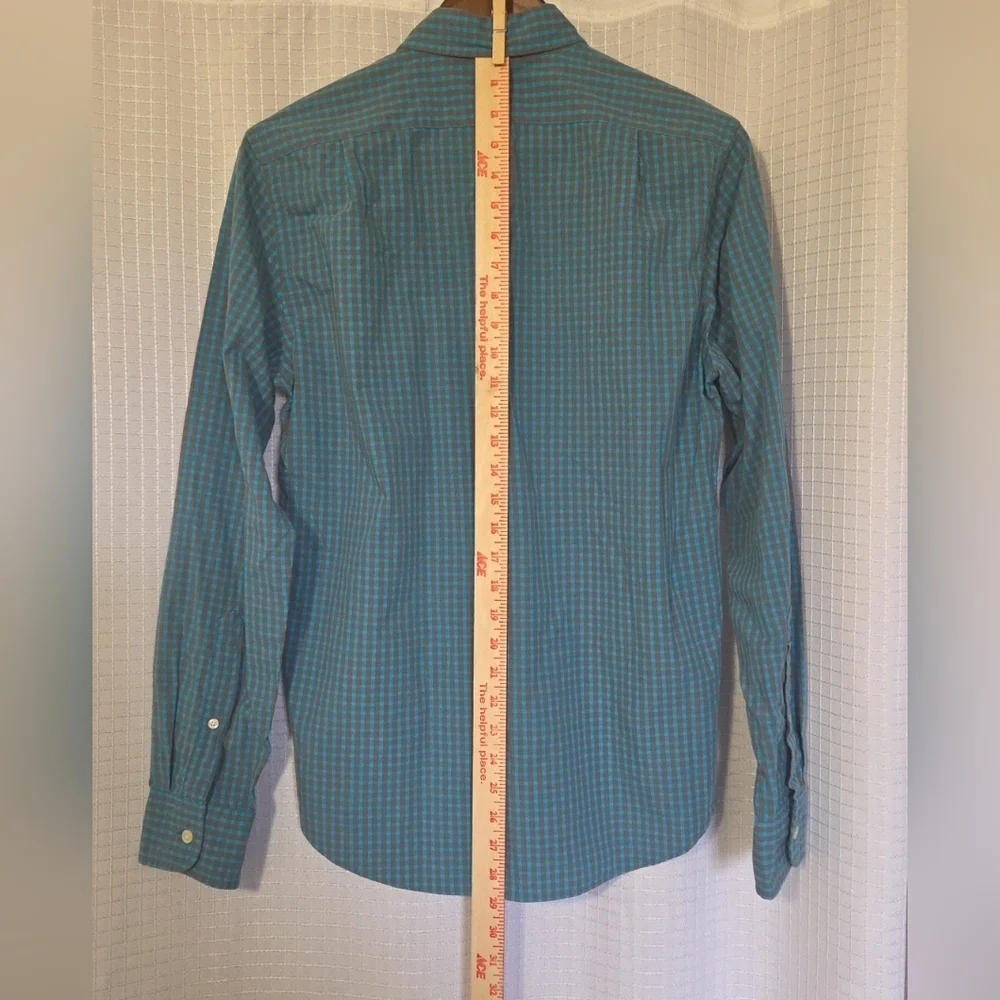 J. Crew Teal and Taupe Check Button-Down Shirt